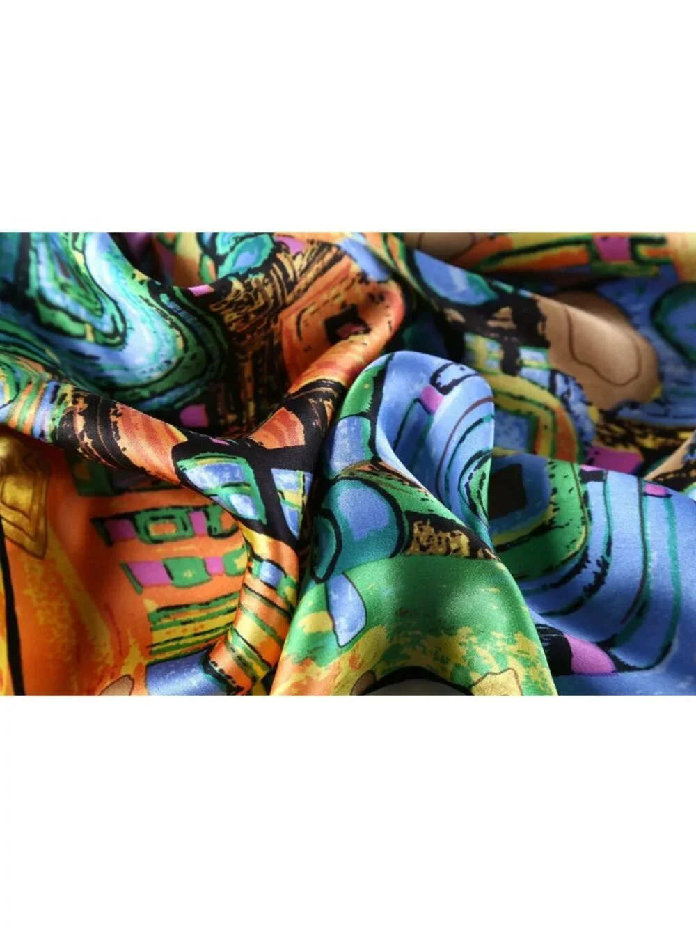 Elegant Charmeuse Silk Scarf | Classic Art Print | Luxurious Fashion Accessory